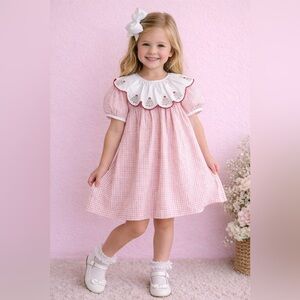 Stitchy Fish Girls Christmas Tree Dress Boutique Holiday Smocked Style Dress